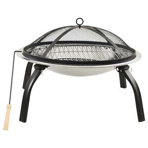 vidaXL 2in1 Feuerschale und Grill mit Sch&uuml;rhaken 56x56x49 cm Edelstahl