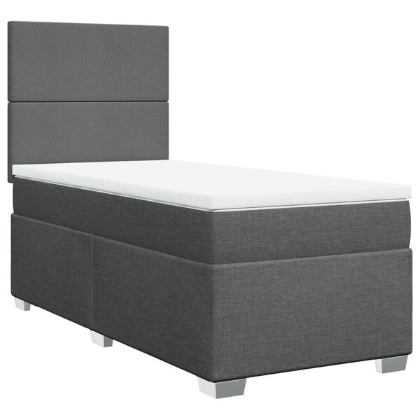 vidaXL Boxspringbett mit Matratze Dunkelgrau 100x200 cm Stoff