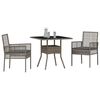 vidaXL Garten Essgruppe 3 pcs Grau Poly Rattan