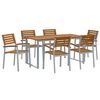 vidaXL Garten Essgruppe 7 pcs Grau und Braun Akazie Massivholz