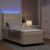 vidaXL LED Boxspringbett mit Matratze Creme 100 x 200 cm Stoff