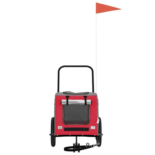vidaXL Fahrradanh&auml;nger f&uuml;r Haustiere Rot und Grau 124,5 x 63,5 x 53 cm