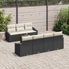 vidaXL Sofa Set mit Kissen 8 pcs Schwarz und Creme Poly Rattan