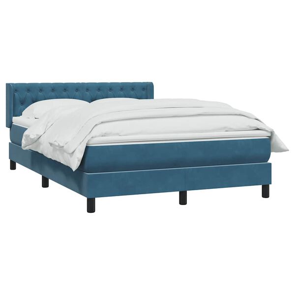 vidaXL Boxspringbett mit Matratze Dunkelblau 160x220 cm Samt