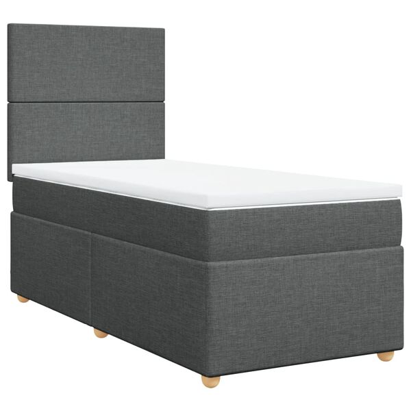 vidaXL Boxspringbett mit Matratze Dunkelgrau 90x190 cm Stoff