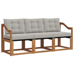 vidaXL Outdoor-Sofagarnitur 3 stk. 3-Sitzer Natur und Hellgrau