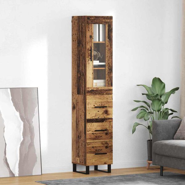 vidaXL Highboard Altholz 34,5 x 34 x 180 cm Holzwerkstoff