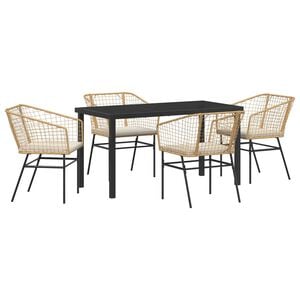 vidaXL Garten Essgruppe 5 pcs Braun Poly-Rattan