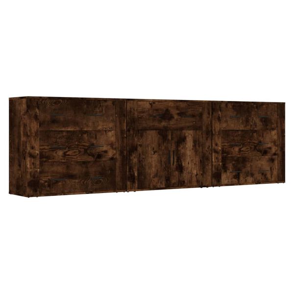 vidaXL Sideboards 3 Stk. R&auml;uchereiche Holzwerkstoff