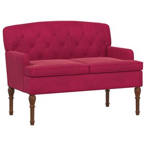 vidaXL Zweisitzer mit Knopfheftung Weinrot 111 x 65 x 79 cm Samt