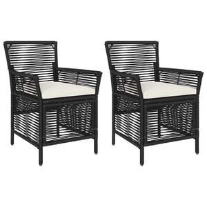 vidaXL Gartenstuhl mit Kissen 2 pcs Schwarz und Creme Poly-Rattan