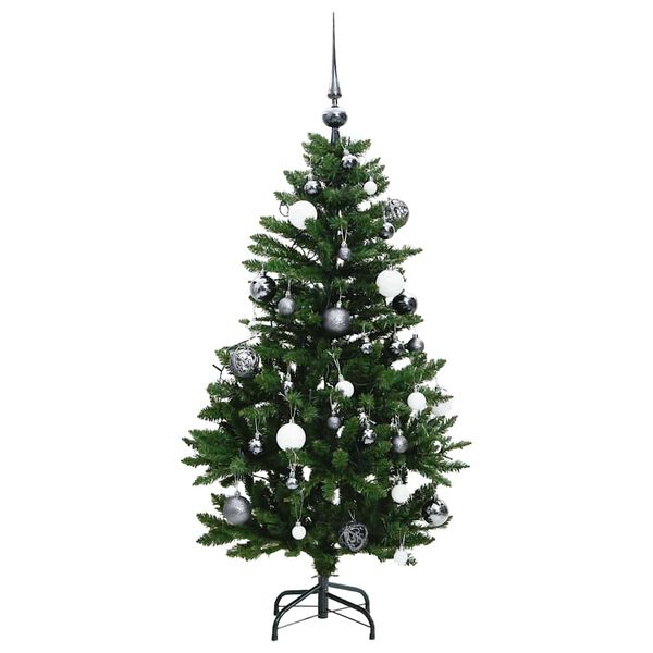 vidaXL K&uuml;nstlicher Weihnachtsbaum Klappbar 150 LEDs & Kugeln 120 cm
