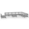 vidaXL 11-tlg. Garten-Lounge-Set Massivholz Kiefer Grau