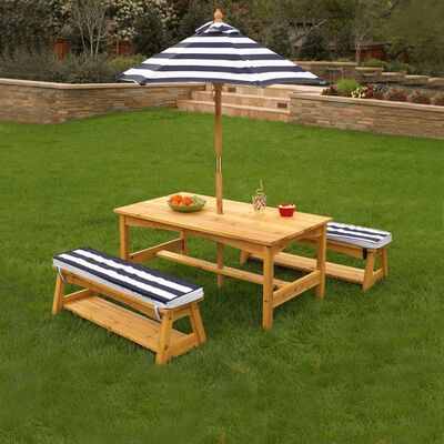 KidKraft Gartentischset mit Bank für Kinder Marineblau Holz 00106