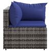 vidaXL Garten-Ecksofa mit Kissen Grau Poly Rattan