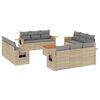 vidaXL 13-tlg. Garten-Sofagarnitur mit Kissen Beige Poly Rattan