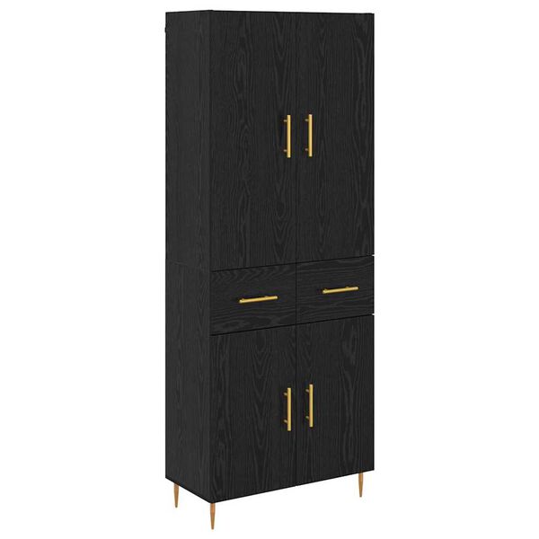 vidaXL Highboard Schwarz Eichen-Optik 69,5 x 34 x 180 cm Holzwerkstoff