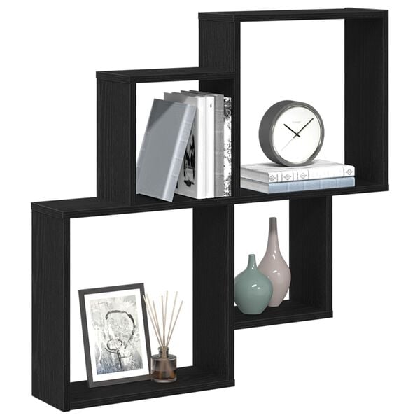 vidaXL Wandregal Schwarz Eichen-Optik 80 x 15 x 78,5 cm Holzwerkstoff