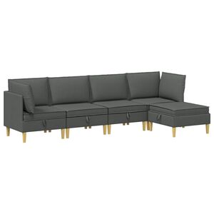 vidaXL Modular Sofa Set mit Stauraum 5 stk. Dunkelgrau Stoff