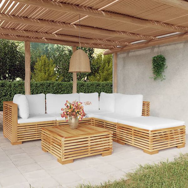 vidaXL 6-tlg. Garten-Lounge-Set mit Kissen Massivholz Teak