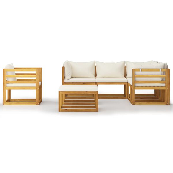 vidaXL 8-tlg. Garten-Lounge-Set mit Auflagen Creme Massivholz Akazie