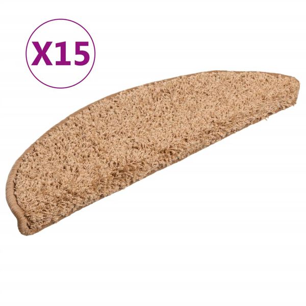 vidaXL Stufenmatten 15 Stk. 56x17x3 cm Beige Halbrund