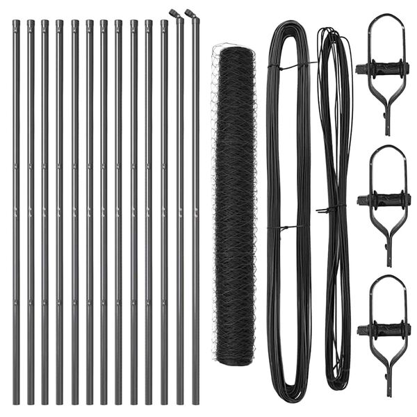 vidaXL Zaunpfosten Grau 25 x 1,2 m (36 mm Netz) Stahl