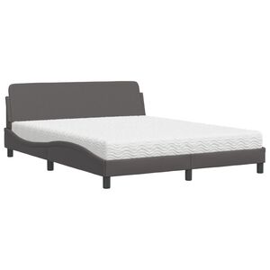 vidaXL Bett mit Matratze "Dover" Grau 160x200 cm Kunstleder