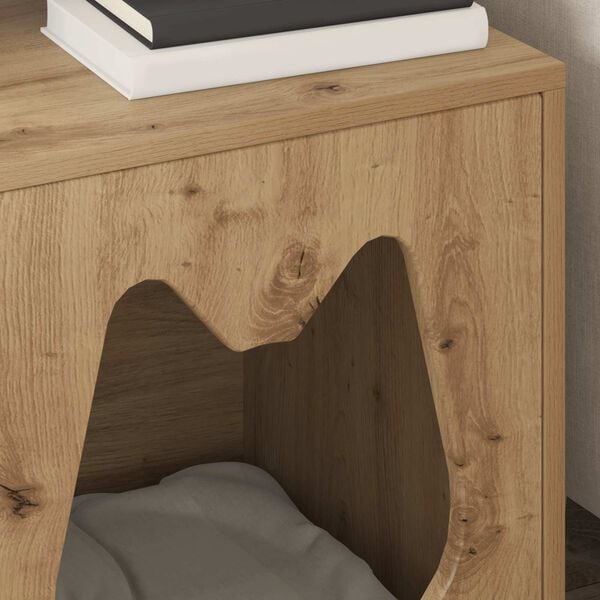 vidaXL Katzenhaus Kunsthandwerk Eiche 42,5 x 40 x 53,5 cm