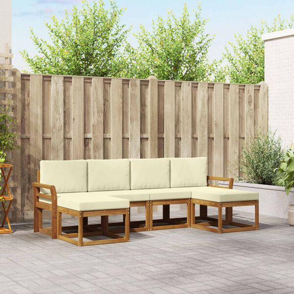 vidaXL Outdoor-Sofagarnitur mit Kissen 6 pcs Natur und Creme