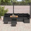 vidaXL Garten-Sofa-Set mit Kissen mit Speicher 9 pcs Schwarz