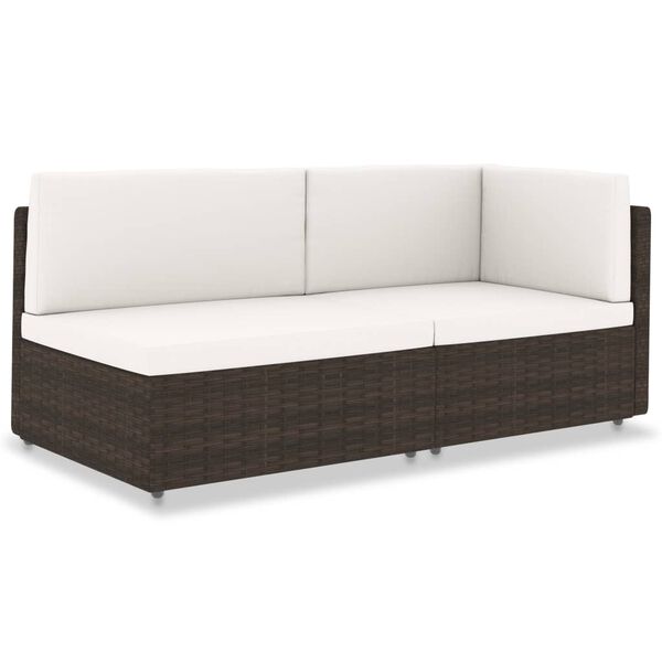 vidaXL Modulares 2-Sitzer-Sofa Poly Rattan Braun