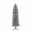 vidaXL K&uuml;nstlicher schlanker Weihnachtsbaum Gr&uuml;n und Wei&szlig; 210 cm