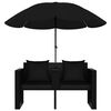 vidaXL Gartenbett mit Sonnenschirm Poly Rattan Schwarz