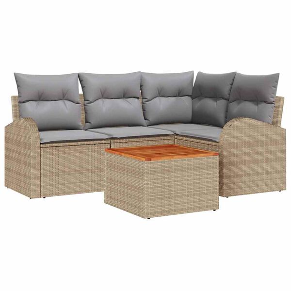 vidaXL Gartensofa-set 5 pcs Beige und Hellgrau Poly-Rattan