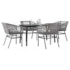 vidaXL 5-tlg. Garten-Essgruppe mit Kissen Grau Poly Rattan Glas