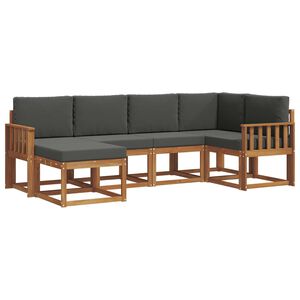 vidaXL Outdoor-Sofagarnitur mit Kissen 6 pcs Natur und Anthrazit