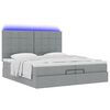 vidaXL Ottoman-Bett mit Matratzen & LEDs Hellgrau 200x200 cm Stoff
