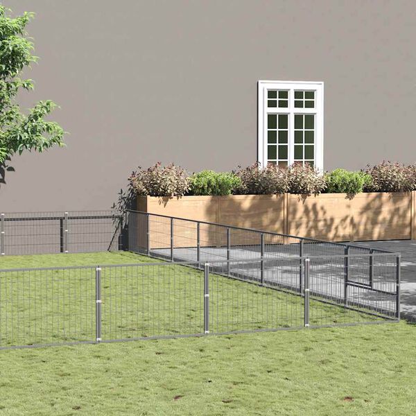 vidaXL Hundezwinger Silbern 80 m&sup2; Stahl