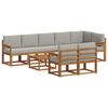 vidaXL Outdoor-Sofagarnitur mit Kissen 9 pcs Nat&uuml;rlich und Hellgrau