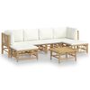 vidaXL 7-tlg. Garten-Lounge-Set mit Cremeweißen Kissen Bambus