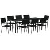 vidaXL Garten Essgruppe mit Kissen 9 pcs Schwarz Poly-Rattan