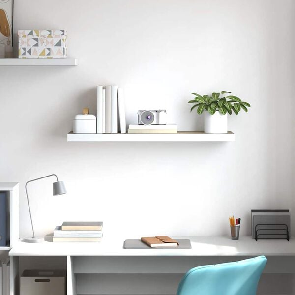 vidaXL Schweberegal Eichenoptik und Wei&szlig; 90x23,5x3,8 cm MDF