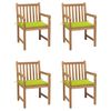 vidaXL Gartenst&uuml;hle 4 Stk. mit Hellgr&uuml;nen Kissen Massivholz Teak
