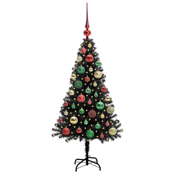 vidaXL Weihnachtsbaum mit 150 LEDs mit St&auml;nder Schwarz 120 cm PVC