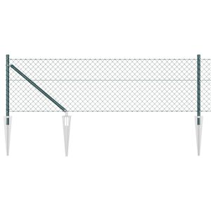vidaXL Zaunpfosten Gr&uuml;n 10 x 0,4 m (40 x 40 mm Maschen) Stahl und PVC