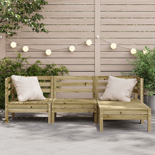 vidaXL Gartensofa 3-Sitzer mit Hocker Kiefernholz Impr&auml;gniert