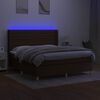 vidaXL Boxspringbett mit Matratze & LED Dunkelbraun 180x200 cm Stoff