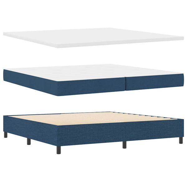vidaXL LED Boxspringbett mit Matratze Blau 200 x 200 cm Stoff