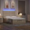 vidaXL Ottoman-Bett mit Matratze & LEDs Creme 140x190 cm Stoff